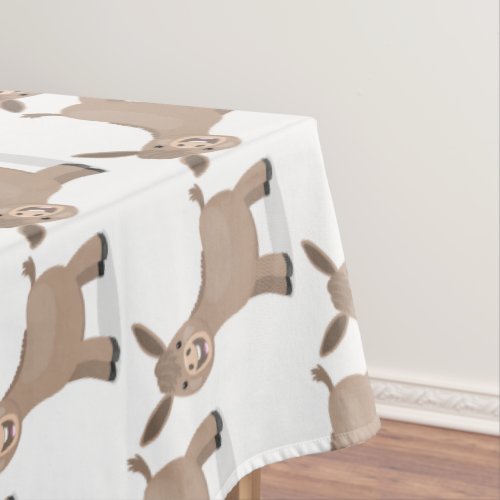 Cute happy miniature donkey cartoon illustration tablecloth