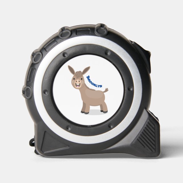 Cute happy miniature donkey cartoon illustration tape measure (Front)
