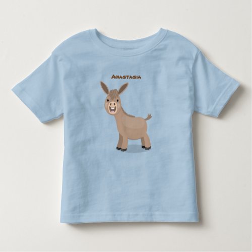 Cute happy miniature donkey cartoon illustration toddler t_shirt