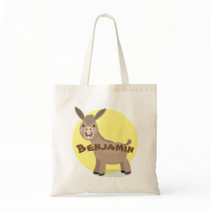 Cute happy miniature donkey cartoon illustration tote bag