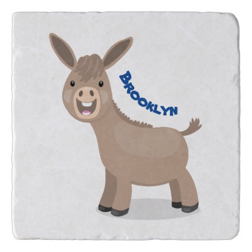 Cute happy miniature donkey cartoon illustration trivet