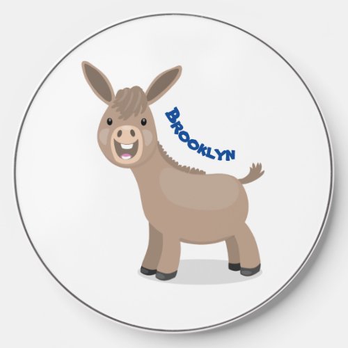 Cute happy miniature donkey cartoon illustration wireless charger 