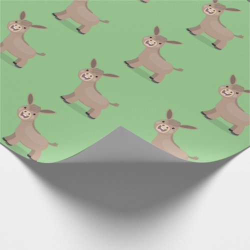 Cute happy miniature donkey cartoon illustration wrapping paper