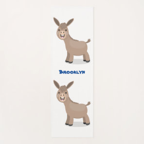 Cute happy miniature donkey cartoon illustration yoga mat