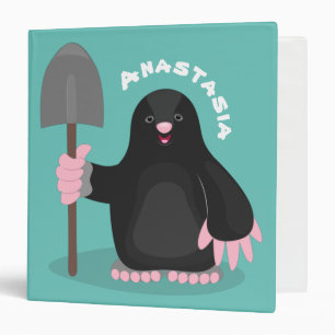 Cute happy mole cartoon illustration 3 ring binder