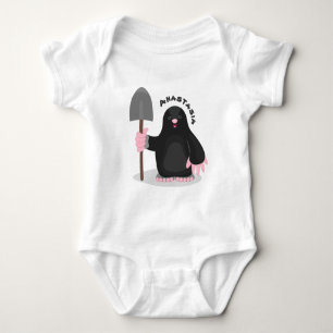 Cute happy mole cartoon illustration baby bodysuit