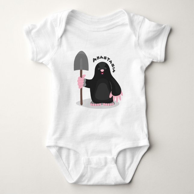 Cute happy mole cartoon illustration baby bodysuit (Front)