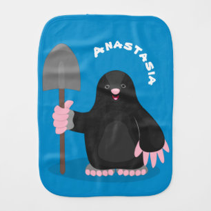Cute happy mole cartoon illustration baby burp cloth