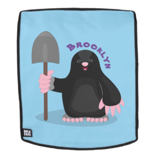 Cute happy mole cartoon illustration backpack