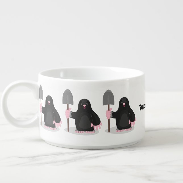 Cute happy mole cartoon illustration bowl (Right)