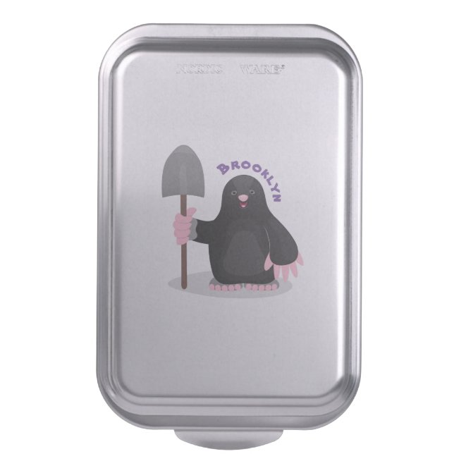 Cute happy mole cartoon illustration cake pan (Front Vertical)
