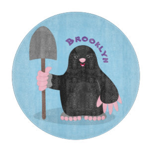 Cute happy mole cartoon illustration cutting board