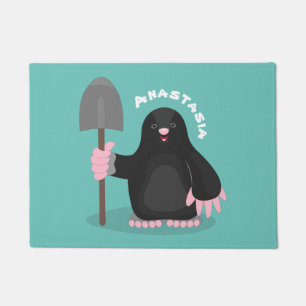 Cute happy mole cartoon illustration doormat