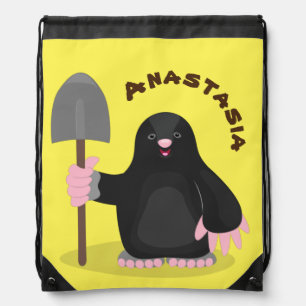 Cute happy mole cartoon illustration drawstring bag
