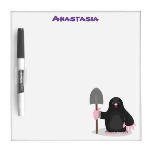 Cute happy mole cartoon illustration dry erase board