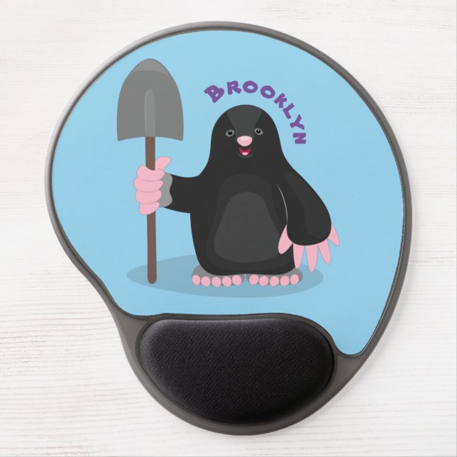 Cute happy mole cartoon illustration gel mouse pad (Front)
