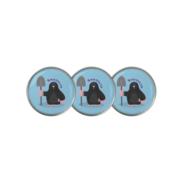 Cute happy mole cartoon illustration golf ball marker (3 Up)