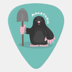 Cute happy mole cartoon illustration guitar pick