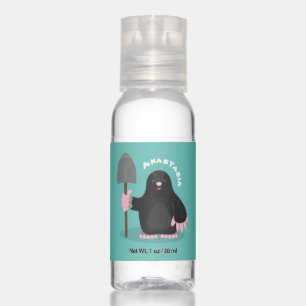 Cute happy mole cartoon illustration hand sanitizer