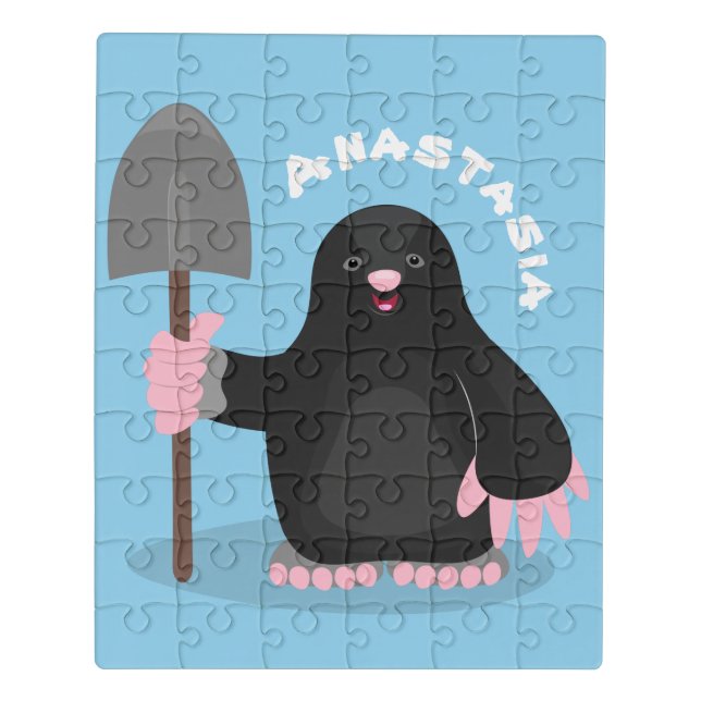 Cute happy mole cartoon illustration jigsaw puzzle (Puzzle Vertical)