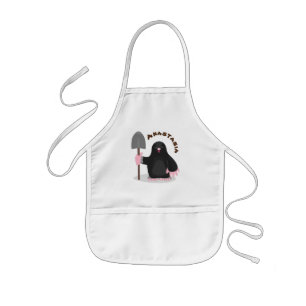 Cute happy mole cartoon illustration kids' apron