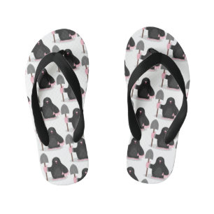 Cute happy mole cartoon illustration kid's flip flops
