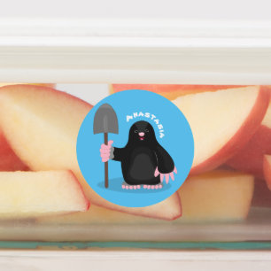 Cute happy mole cartoon illustration labels