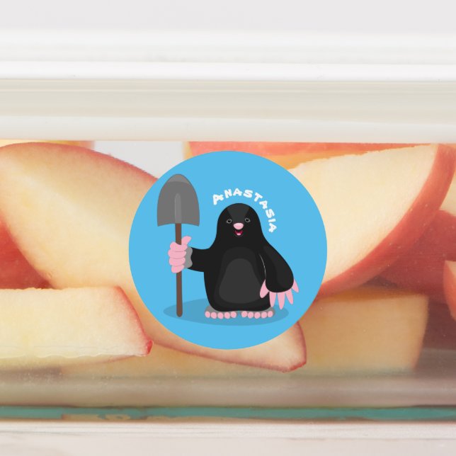 Cute happy mole cartoon illustration labels (Affixed)