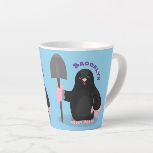 Cute happy mole cartoon illustration latte mug