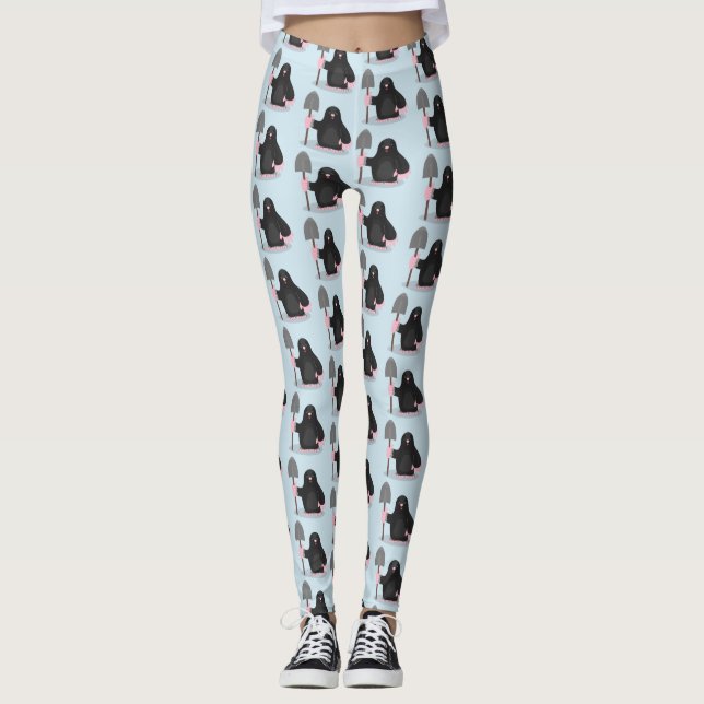 Cute happy mole cartoon illustration leggings (Front)