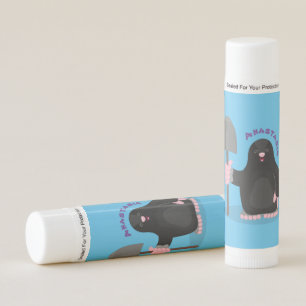 Cute happy mole cartoon illustration lip balm