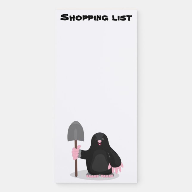 Cute happy mole cartoon illustration magnetic notepad (Front)
