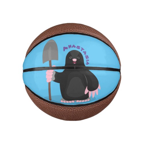 Cute happy mole cartoon illustration mini basketball