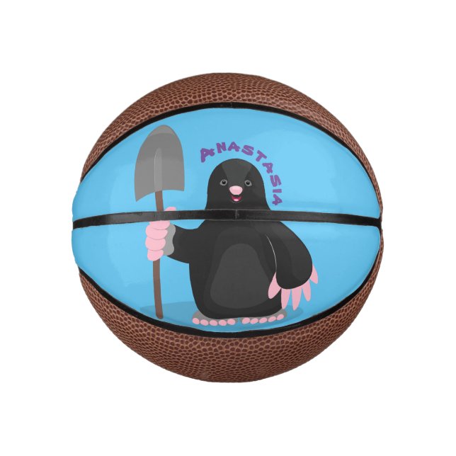 Cute happy mole cartoon illustration mini basketball (Front)