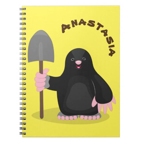 Cute happy mole cartoon illustration notebook