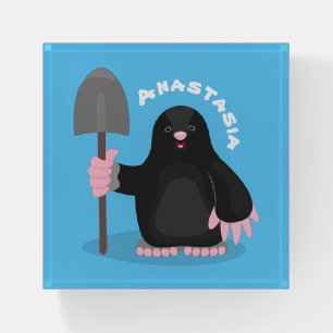 Cute happy mole cartoon illustration paperweight