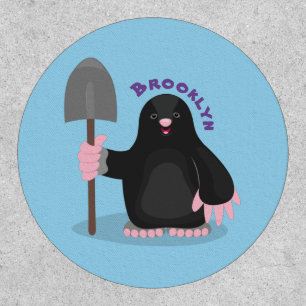 Cute happy mole cartoon illustration patch