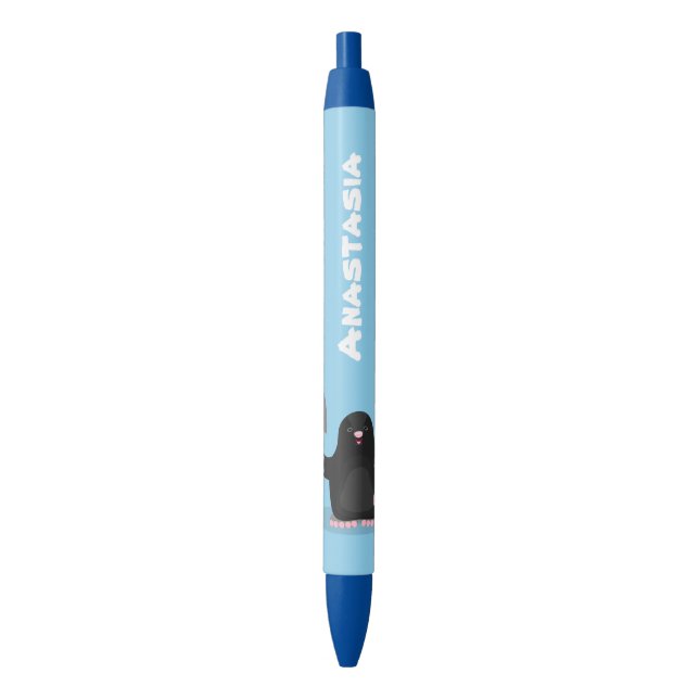 Cute happy mole cartoon illustration pen (Front Vertical)