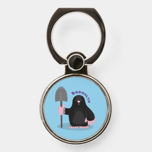 Cute happy mole cartoon illustration phone ring stand