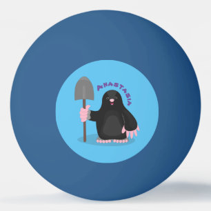 Cute happy mole cartoon illustration ping pong ball