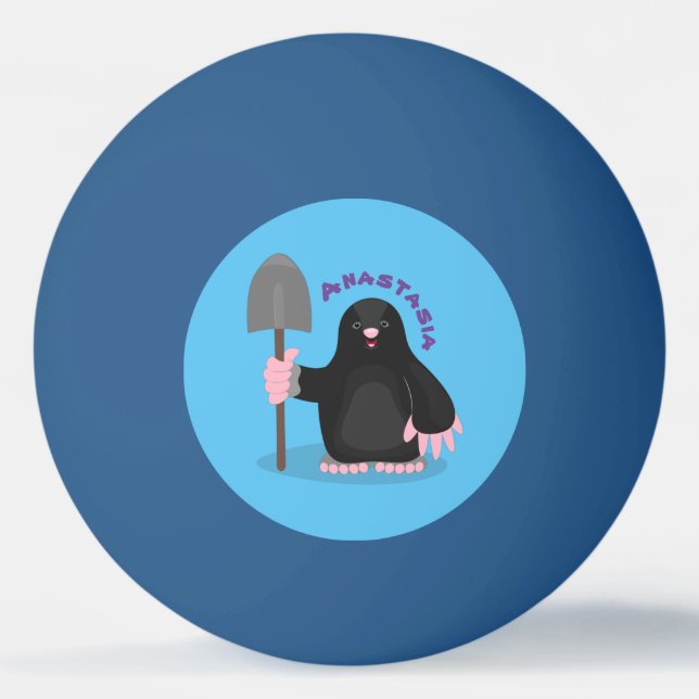 Cute happy mole cartoon illustration ping pong ball (Front)