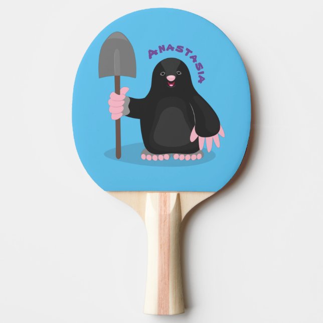 Cute happy mole cartoon illustration ping pong paddle (Front)