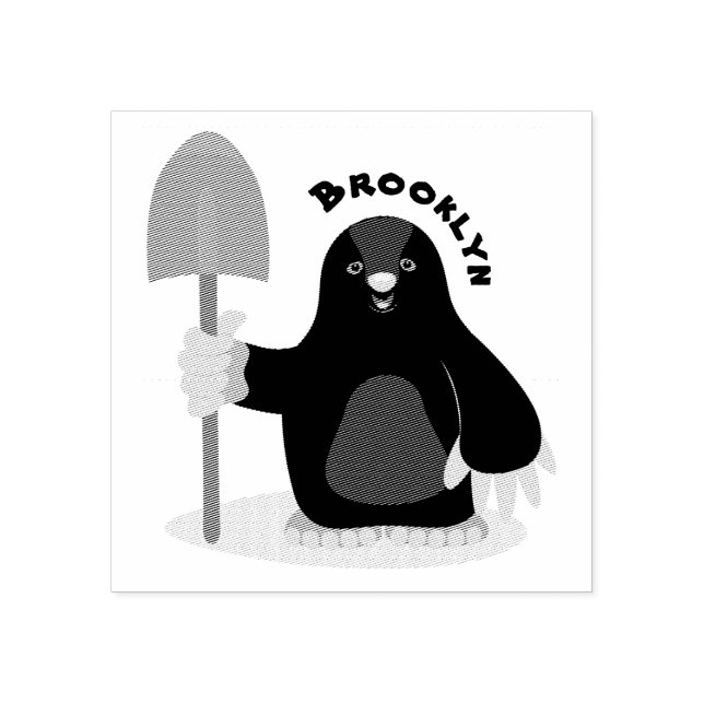 Cute happy mole cartoon illustration rubber stamp (Imprint)