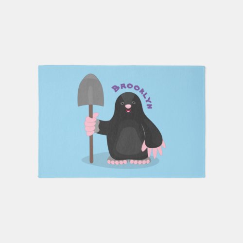 Cute happy mole cartoon illustration rug