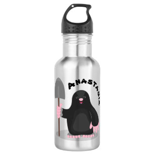 Cute happy mole cartoon illustration stainless steel water bottle