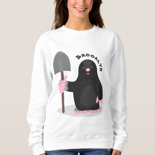 Cute happy mole cartoon illustration  sweatshirt