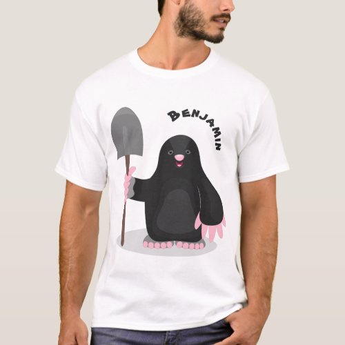 Cute happy mole cartoon illustration T_Shirt