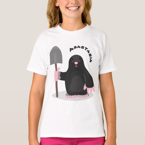 Cute happy mole cartoon illustration T_Shirt