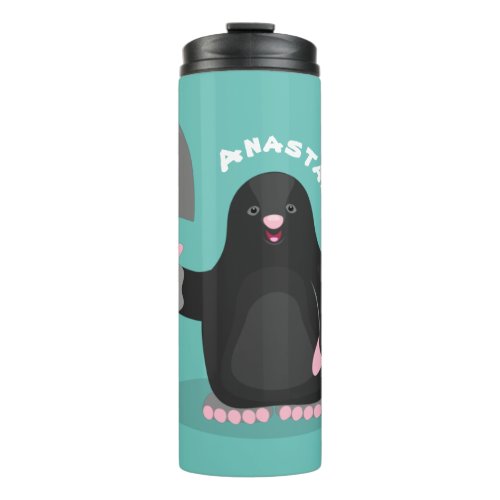 Cute happy mole cartoon illustration thermal tumbler