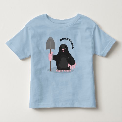 Cute happy mole cartoon illustration toddler t_shirt